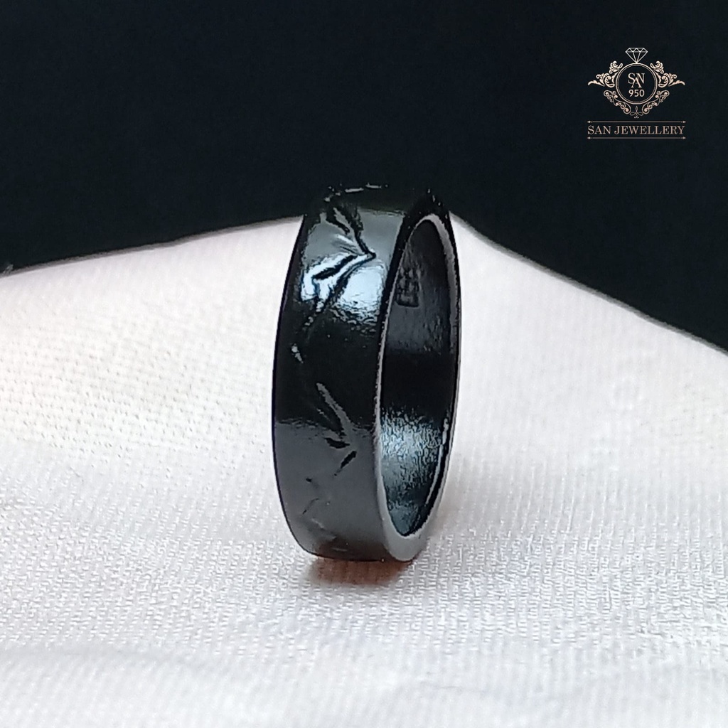 Cincin nikah pria hitam platinum palladium emas kawin tunangan 20