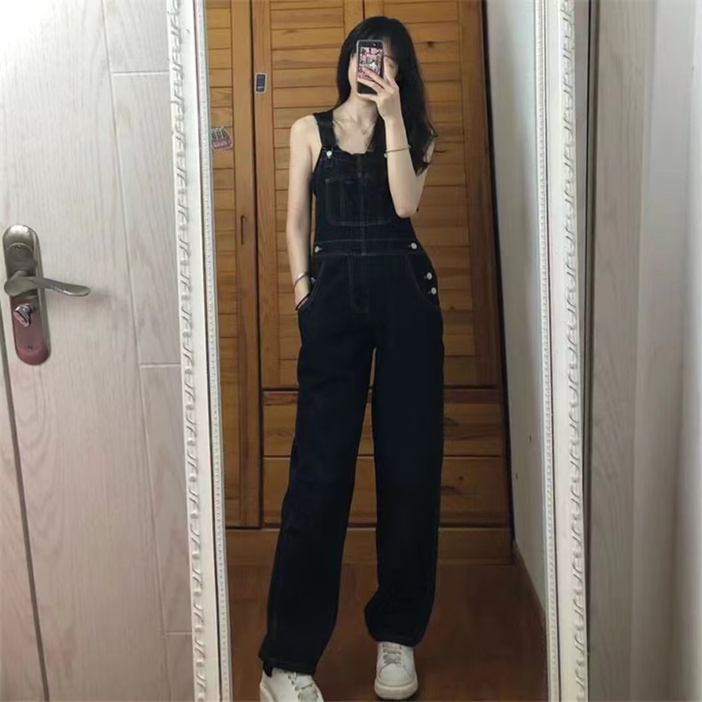 ✅COD Overall Jeans Wanita Fashion Import / Overall Serbaguna Kelabu hitam / Overall Bigsize Loose Korean