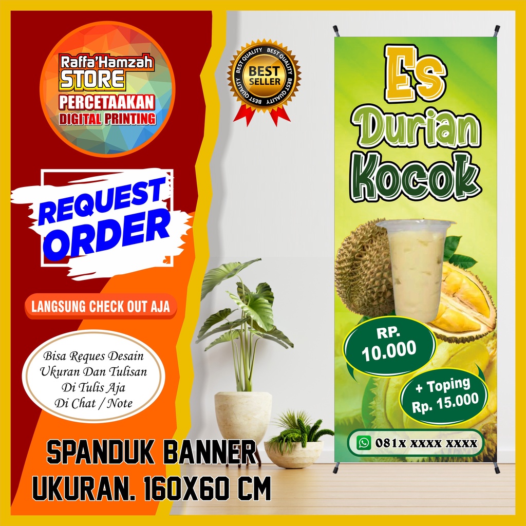 Spanduk Banner Es Durian Kocok Ukuran 160x60 Cm