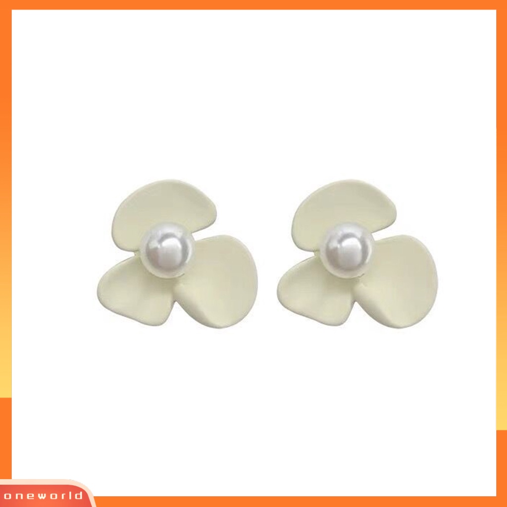 [WONE] 1pasang Wanita Ear Studs Bunga Perhiasan Mutiara Imitasi Vintage Kilau Cerah Stud Earrings Hadiah Ulang Tahun