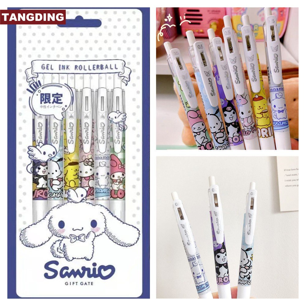 [COD Tangding] 6pcs Lucu Sanrio Siswa 0.5mm Pena Netral Coolomey Jade Guigou Gadis Kartun Pulpen Alat Tulis