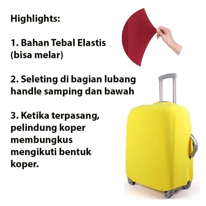 Pelindung Koper Polos Elastis Elastic Luggage Cover Size MEDIUM 22-24&quot;