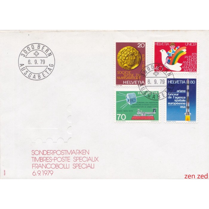 

A555 Prangko Swiss FDC 1980 PTT Series 1 Pcs
