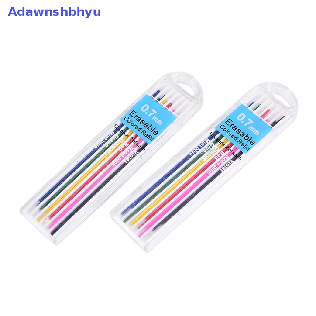 Adhyu 1kotak Refill Pensil Mekanik Berwarna 0.7mm Dapat Dihapus Siswa Stationary ID