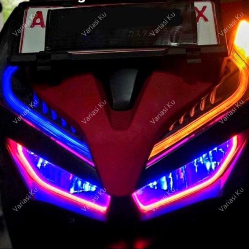 Lampu led DRL alis 30CM tempel fleksibel mobil motor