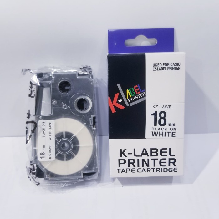 

CASIO K-LABEL PRINTER 18MM 18 MM BLACK 9N WHITE TAPE KZ-18WE ORIGINAL