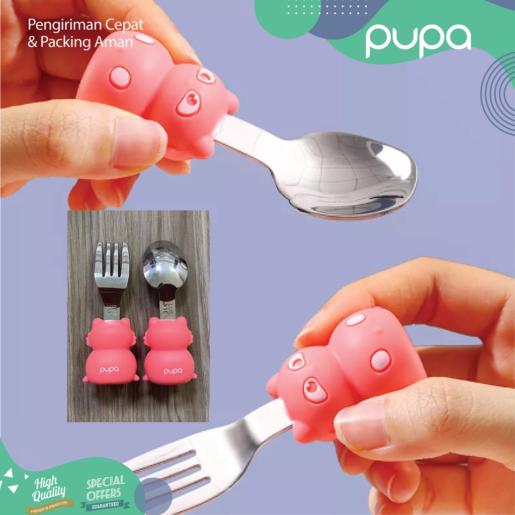 Sendok Alat Makan Anak Bayi Stainless + Kotak / Baby Spoon Fork + Case