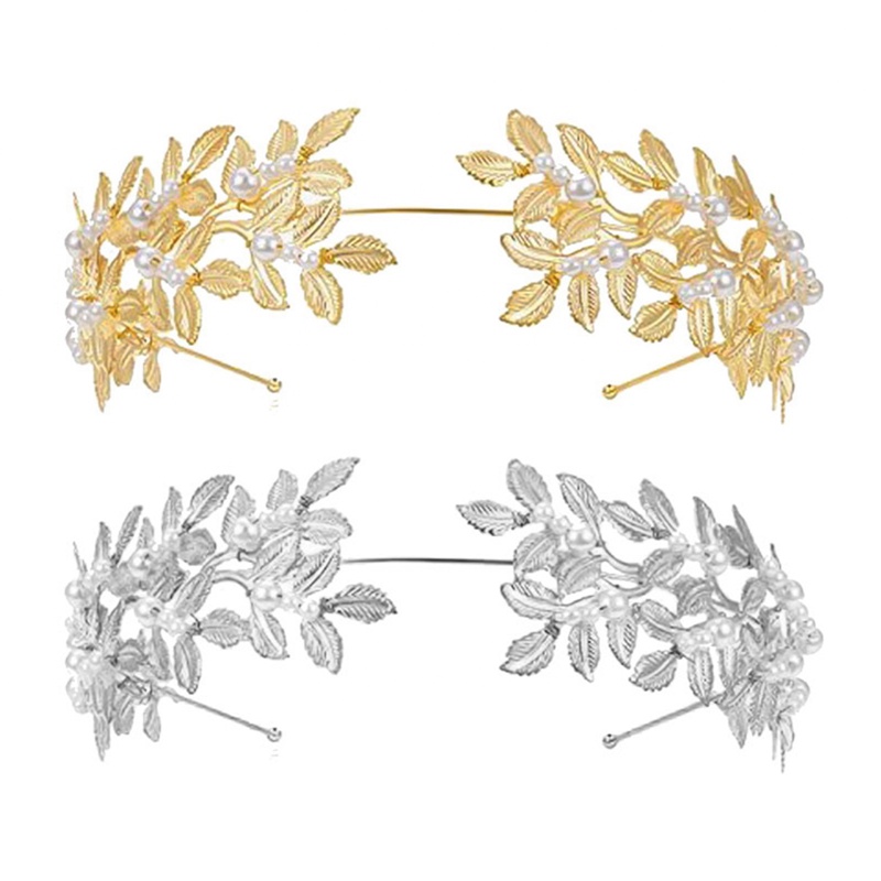 Baroque Golden Leaf Mahkota Hiasan Kepala Gaya Virgin Royal Vintage Handmade Laurel Ikat Kepala Olive Gold Bunga Aksesoris Rambut Pengantin Foto Mori Pernikahan