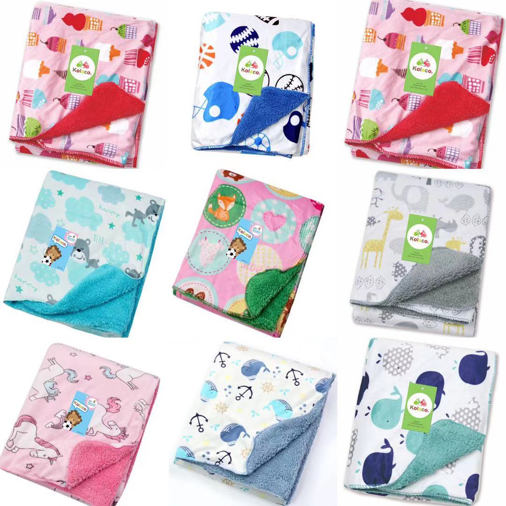 cod selimut bayi double layer polyester baby blanket selimut bulu lembut halus motif lucu fleece blanket