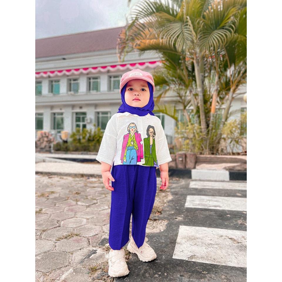 KALILA - BRYNA CROP Setelan Anak Perempuan TUNIK Bahan crinkle Umur 1 - 7 Tahun | Tunik Anak CEWEK