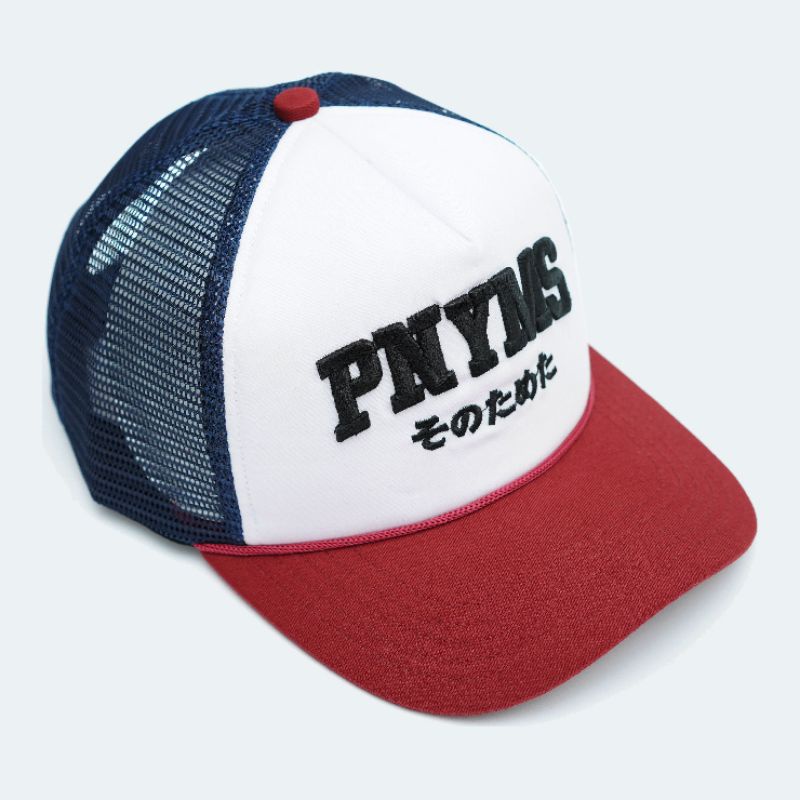 Omidoki Topi Trucker Hat Bordir Marun Navy Putih