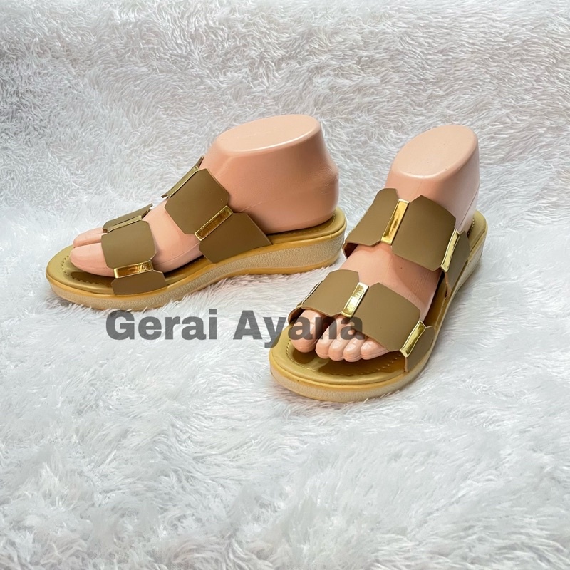 DISKON DAY! Sandal Wanita Ayana Lis Emas | Sandal Wanita Nevada Termurah | Sendal Slop Wanita Sandal Slop