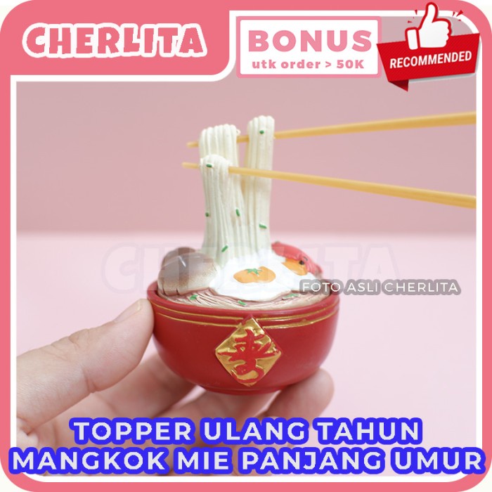 Topper Topper Ulang Tahun Happy Birthday Kue Mangkok Mie Panjang Umur Chinese