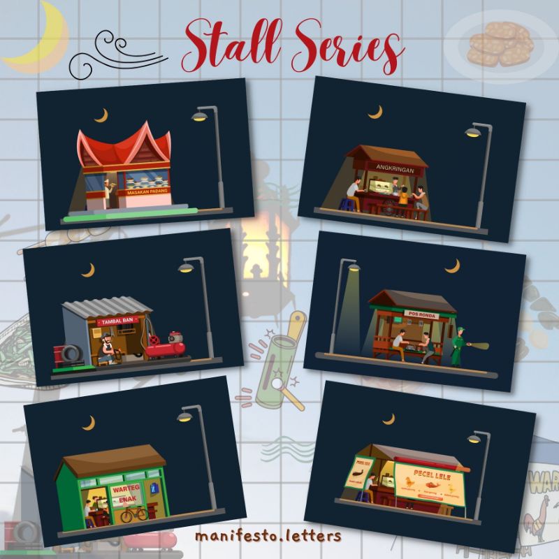 

Postcard Food Stall Series | Kartu Pos Angkringan | Warteg