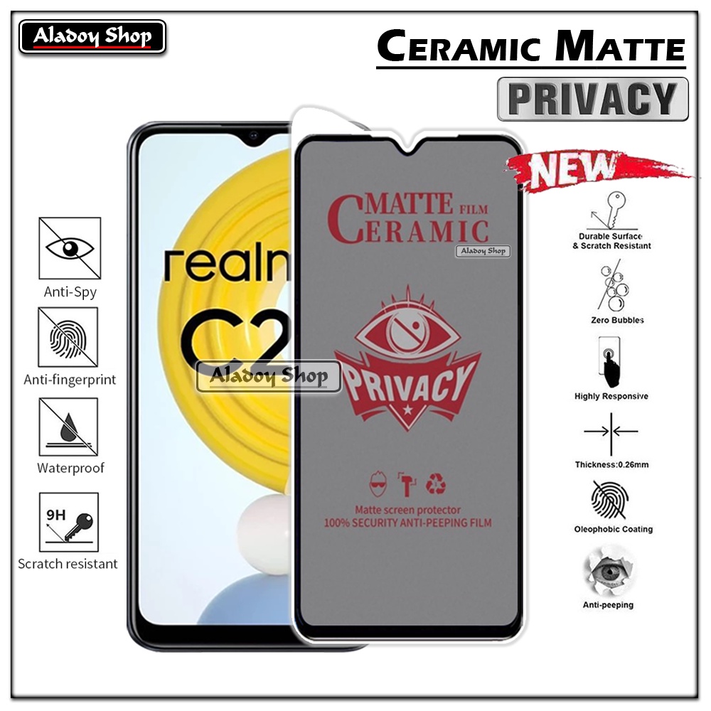 PAKET 2IN1 Anti Gores Privacy Realme C21 + Tempered Glass Kamera