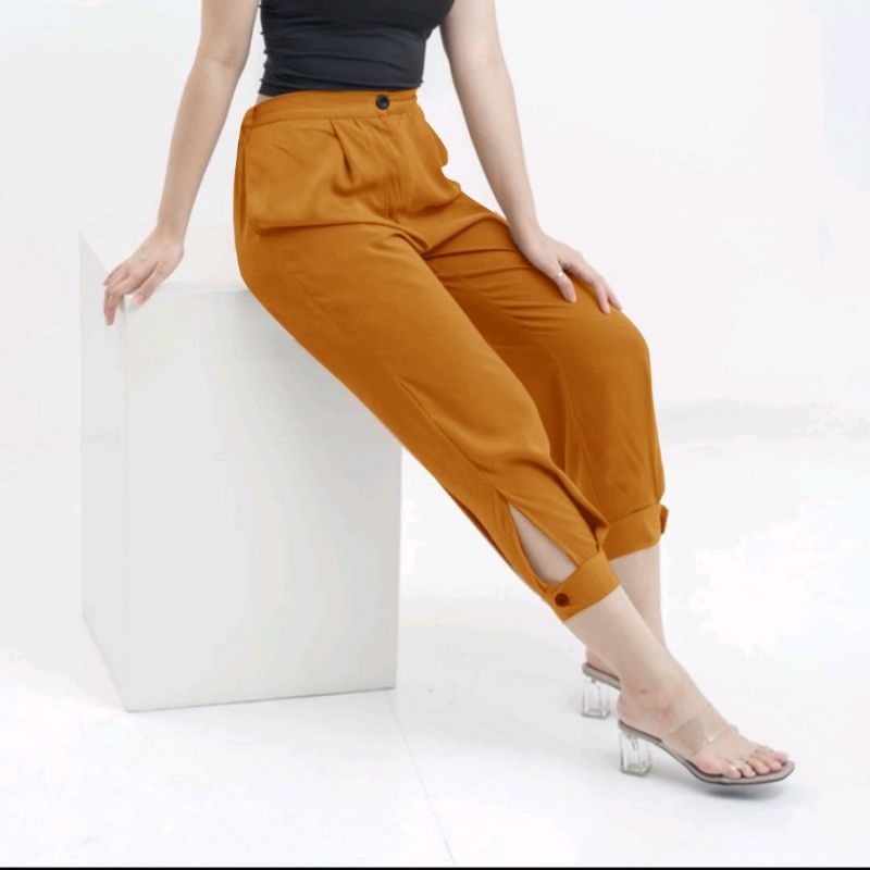 BISA COD{HIGHWAIST MIDI JOGGER PANTS/CELANA KANTOR/CELANA SANTAI/CELANA TERBARU