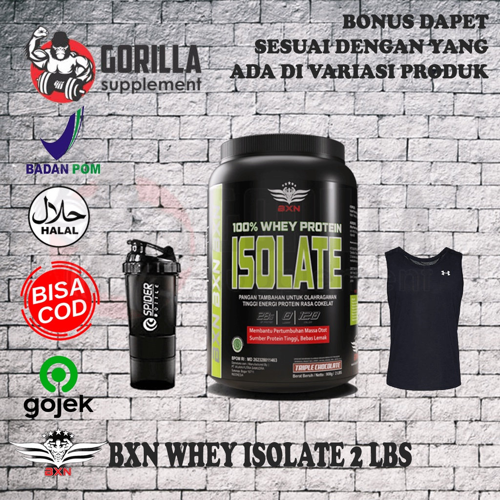 BXN Whey protein isolate 2lbs 900 Gram BPOM HALAL Body Extreme Nutrion