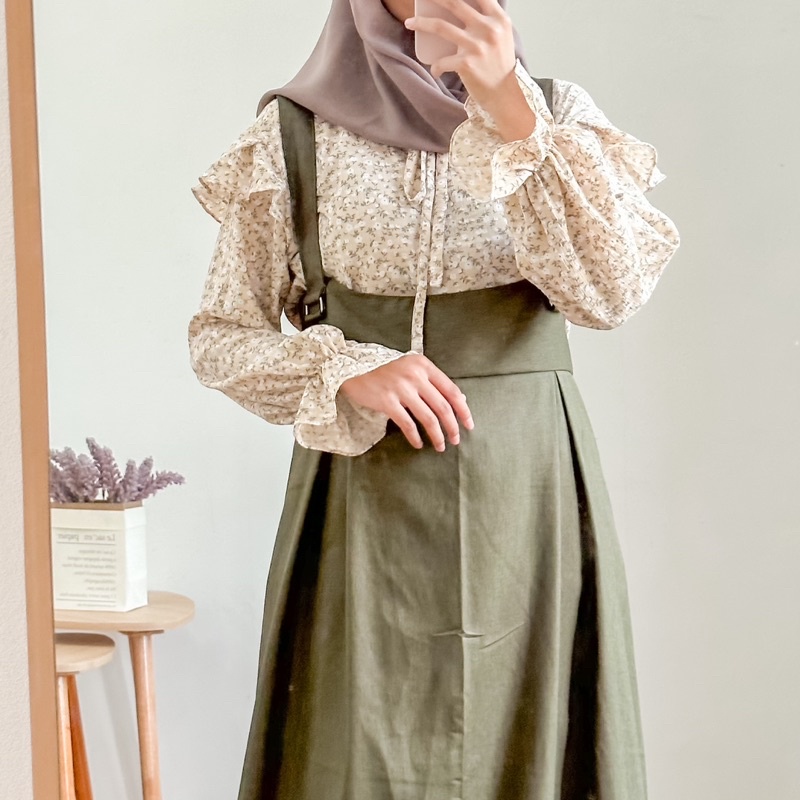 ARUMI SET - Set Overall dan Blouse Korean Dress Syari Gamis