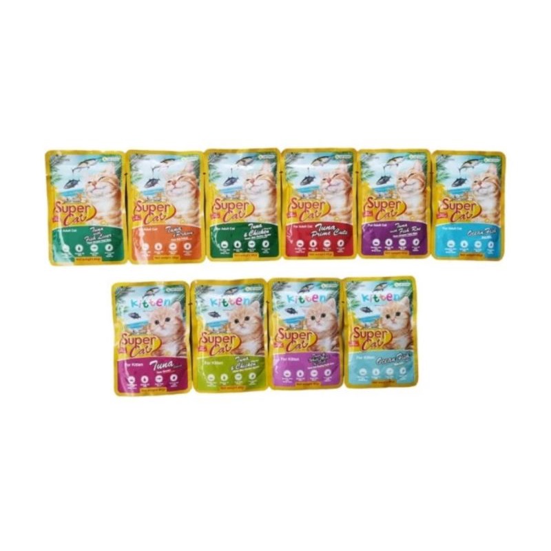 Makanan Kucing Basah Super Cat Pouch 85gr Super Cat Sachet SuperCat Pouch Cat Food Wet Food