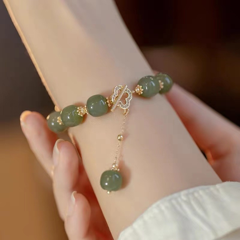 Multi Gaya Zamrud Hijau Opal Gelang Manik-Manik Korea Vintage Multi-layer Gelang Kristal Wanita Hadiah Keberuntungan