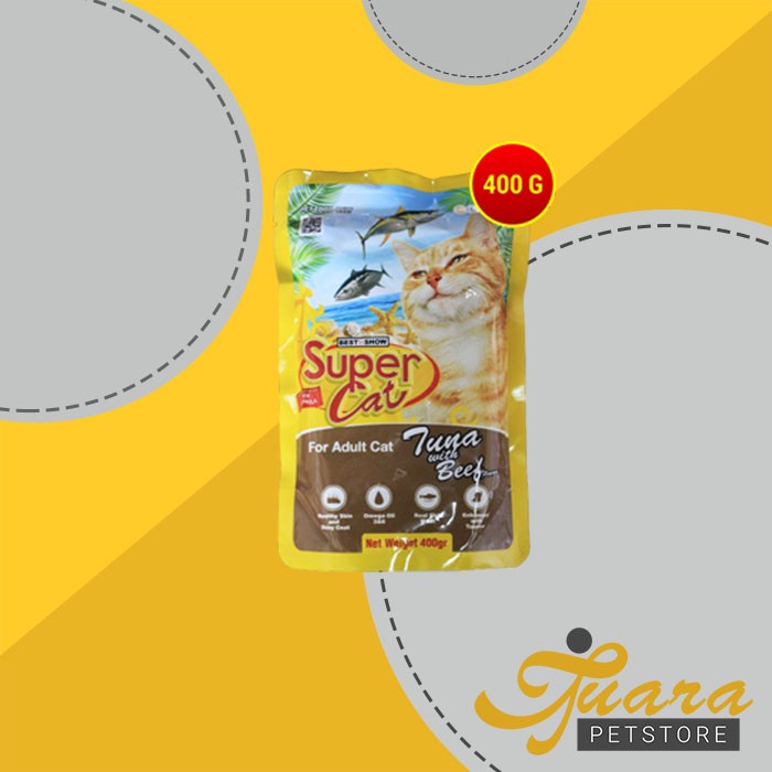 Super Cat Pouch Makanan Basah Kucing Wet Food SuperCat 400 Gram