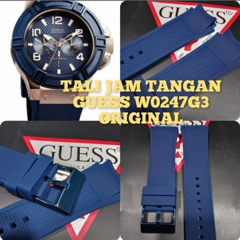 Tali jam tangan karet Guess all seri W0247G3/W0247L Original