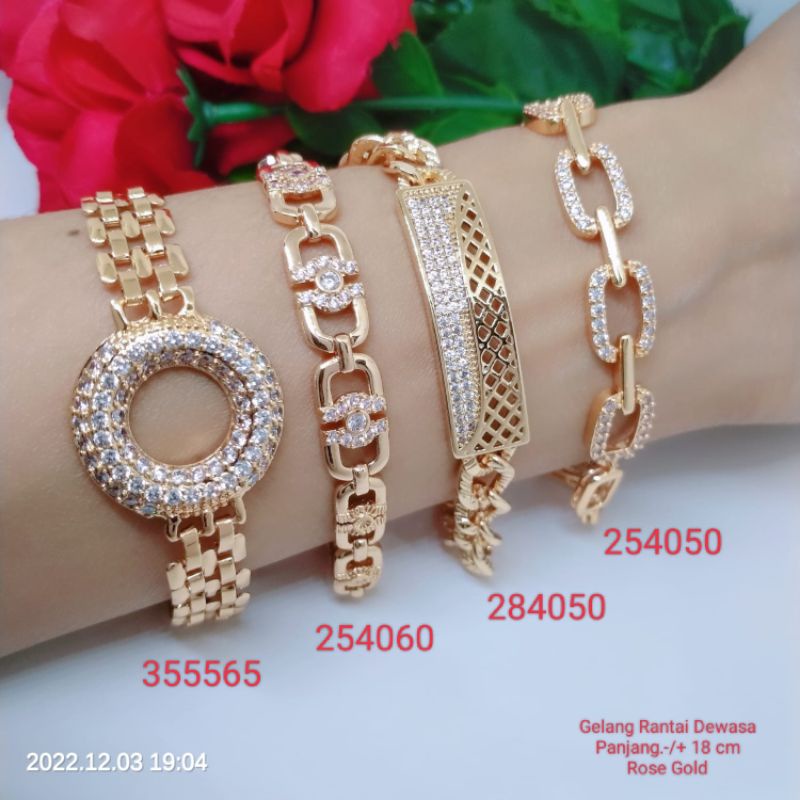 Gelang Titanium Tembaga Rodium Perhiasan Aksesoris Fashion Wanita Terlaris Termurah