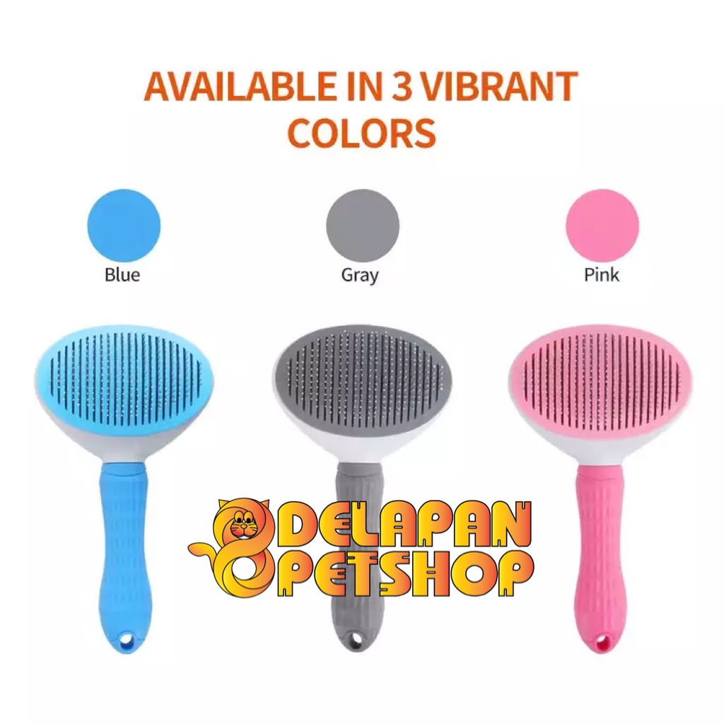 Premium Quality Self Cleaning Pet Brush / Sisir Tombol Kucing Anjing