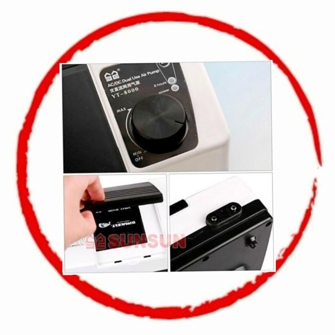 Sunsun Yt-8000, Ac/Dc Air Pump, Aerator / Pompa Udara Ac Dc Yt8000