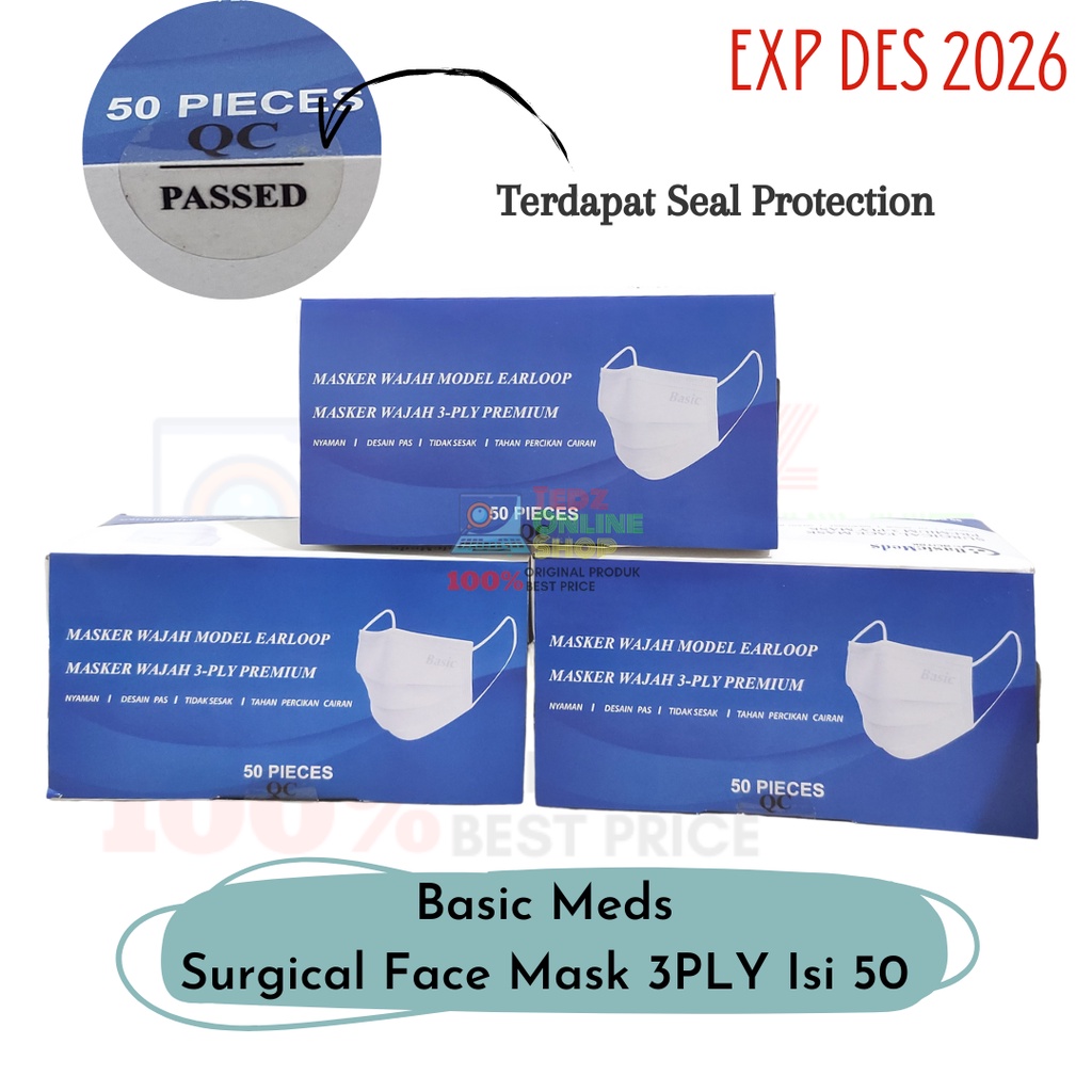 BasicMeds Surgical Mask 3ply Isi 50pcs