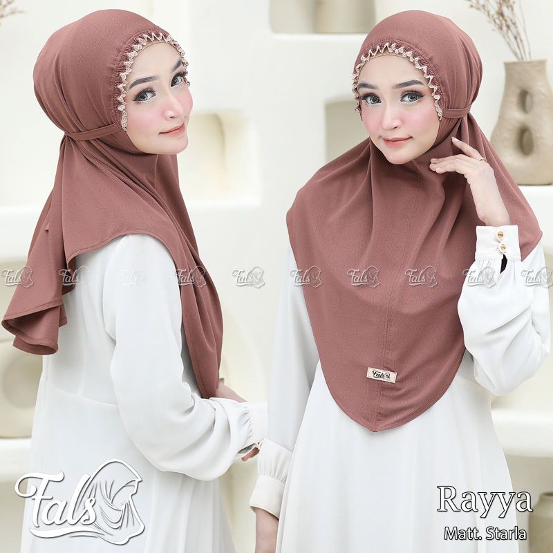 [ Ori Fals ] RAYYA••hijab instan bergo renda tali••hijab instan Jersey starla