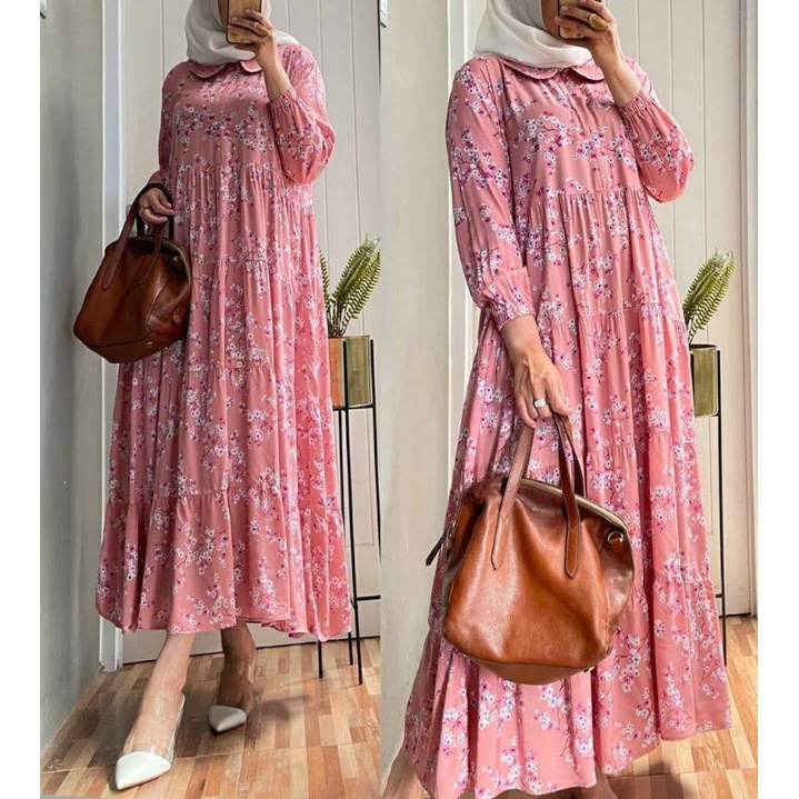 Flowy Midi #2, MODI DRESS CANTIK MODIS FIT XXL LD 112 BAHAN RAYON PREMIUM ZIPPER BUSUI OOTD