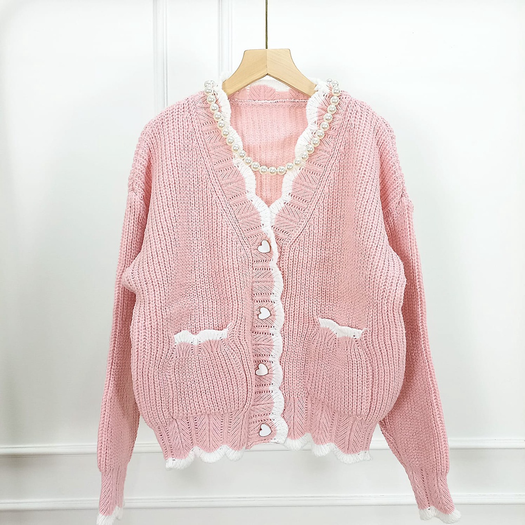 Candy Sweater Cardigan Top Warna Pastel - Atasan Wanita Kardigan Rajut Knit Import - TM (CX1646)