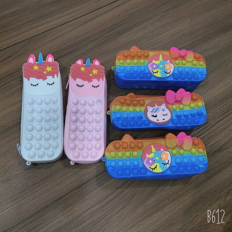 Kotak Pensil Pop It Unicorn Lucu Import