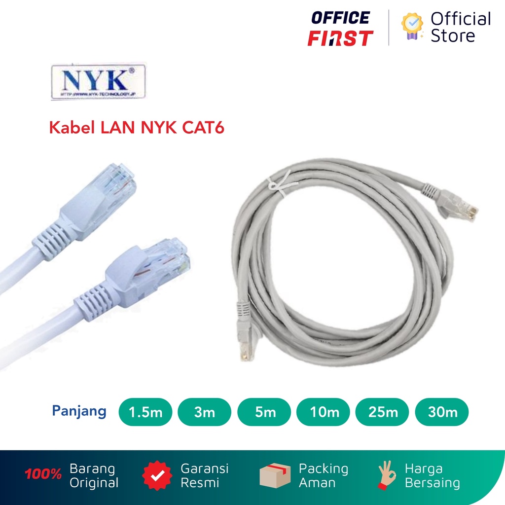 NYK Kabel LAN UTP CAT6 / Internet Ethernet RJ45 Cable / 1.5 3 5 10 25 30 m meter