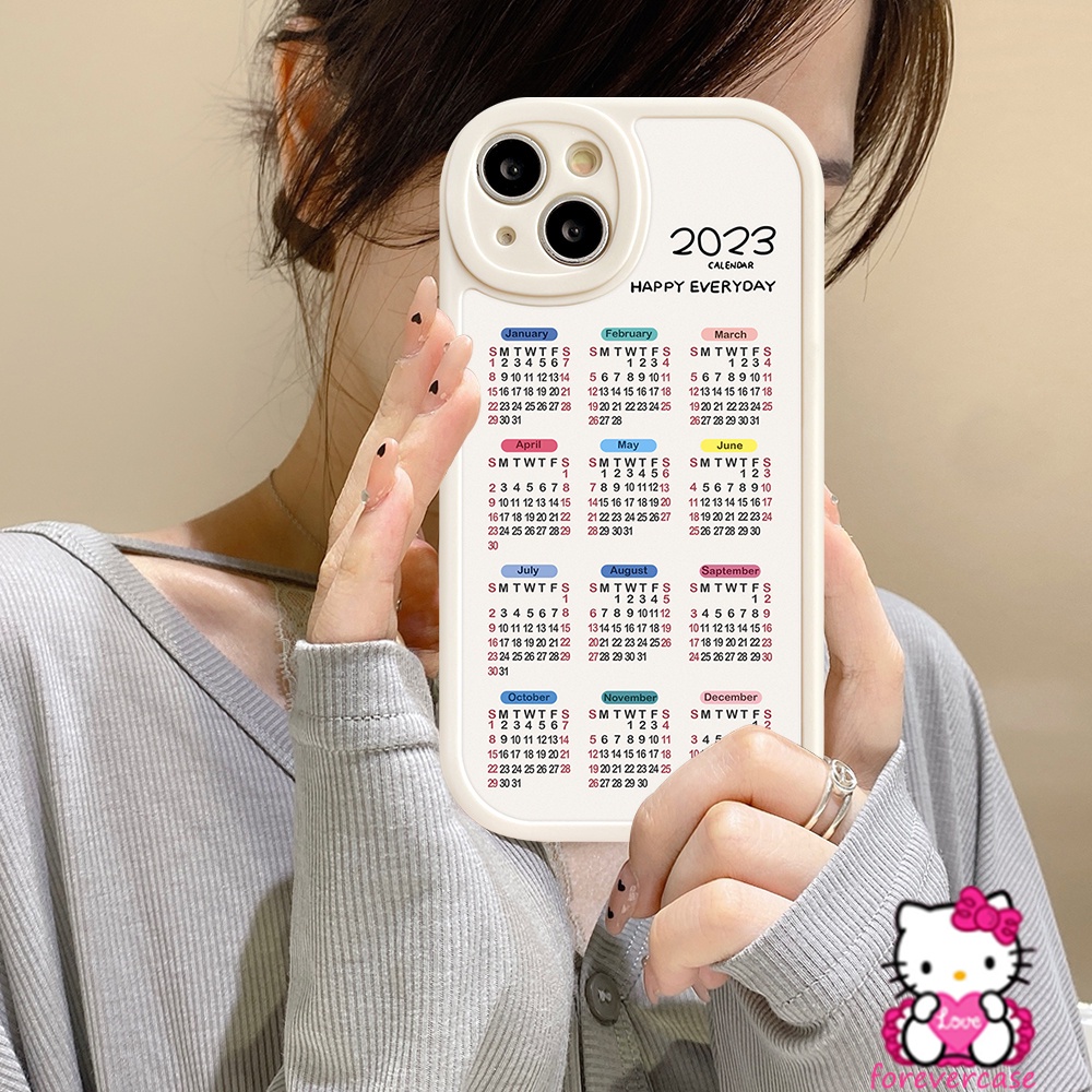 2023kalender Pasangan Case Realme C55 10 Pro Plus C31 C35 C21Y C30 C30s GT 8i 9i 8 8Pro 6S 6I 6 7 C25Y C25 C11 7I 5I 5c12 C15 C25S C20A C21 C17 C20 Putih Antik Soft Sarung
