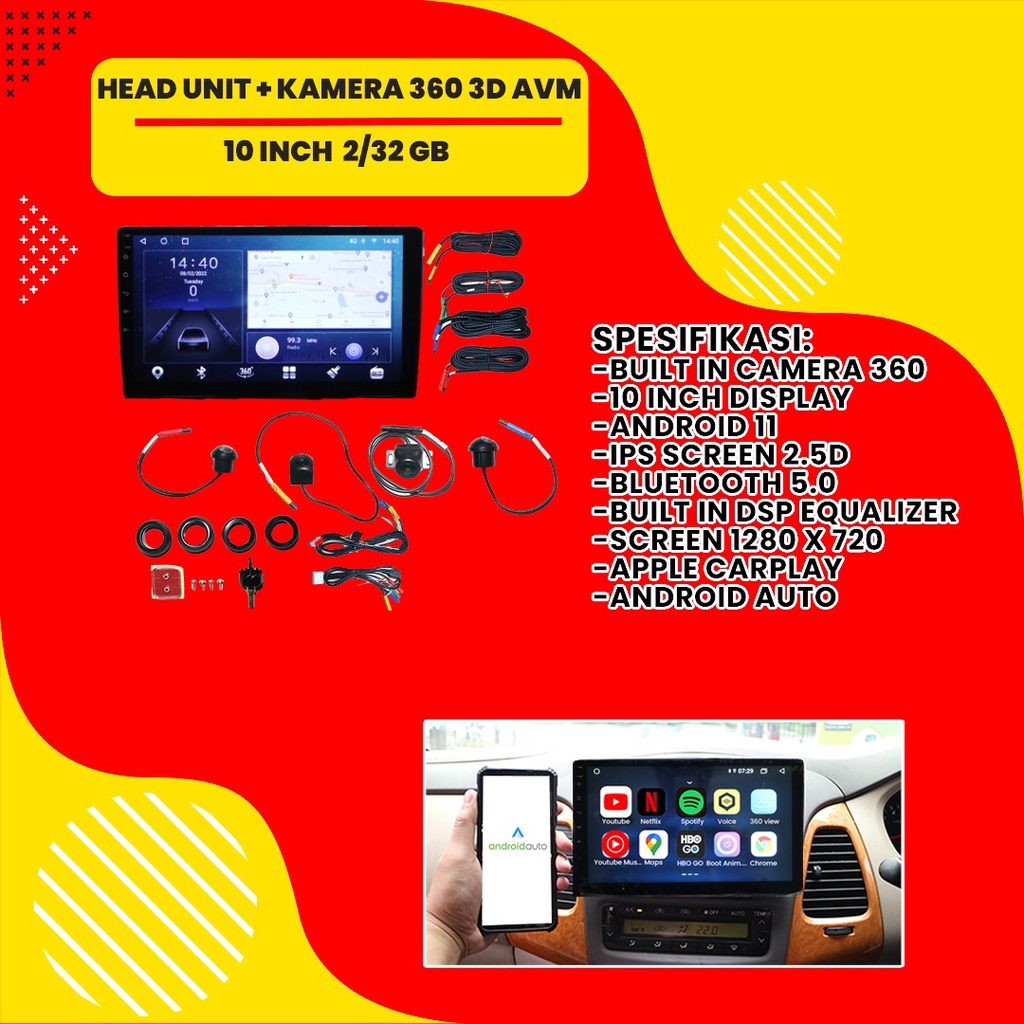 Jual Android Headunit ASM 2/32 10 Inch (Built-in Camera 360) | Shopee ...
