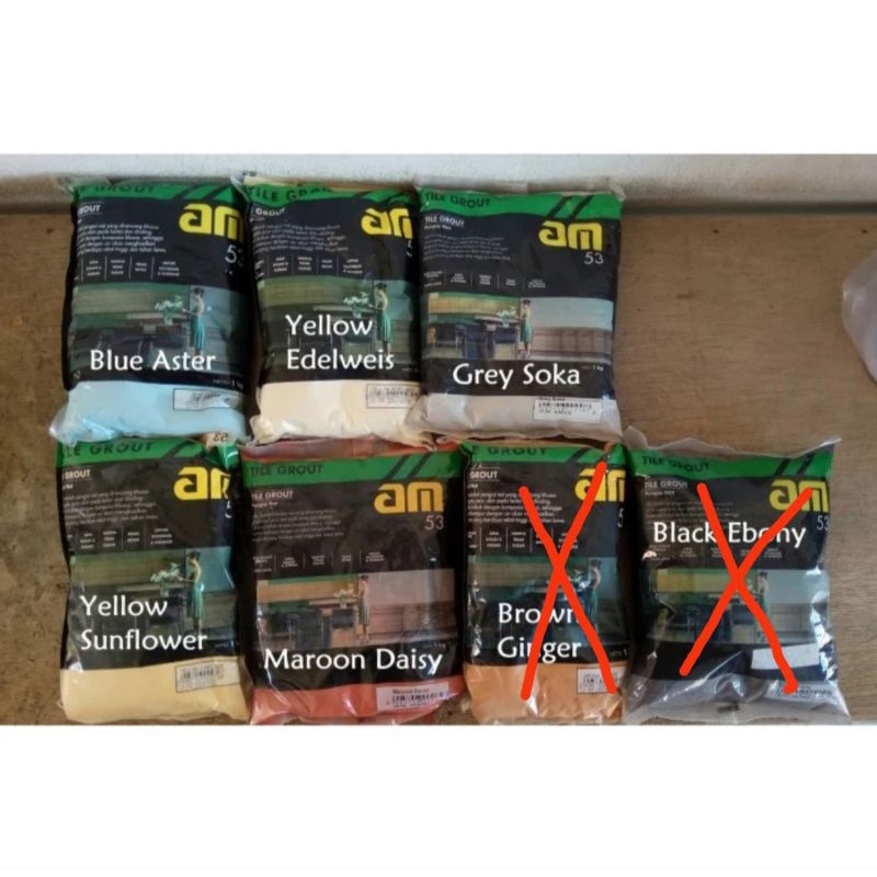 Nat Keramik AM 53 celah Ubin Lantai 1kg biru kuning abu merah