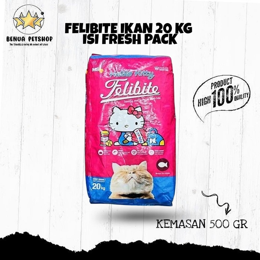 Makanan kucing kering Premium Felibite 20kg Kemasan 500 gr All varian (GRAB GOSEND)