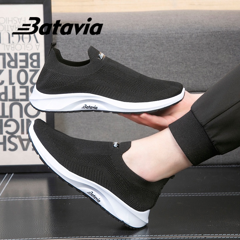 Batavia 2023 Baru Pria Kanvas Sepatu Rajutan Sepatu Pria Nyaman Bernapas Sepatu Pria Jogging Olahraga Pria sepatu black abu blue  sepatu cowo sepatu pria sepatu pria ringan B22