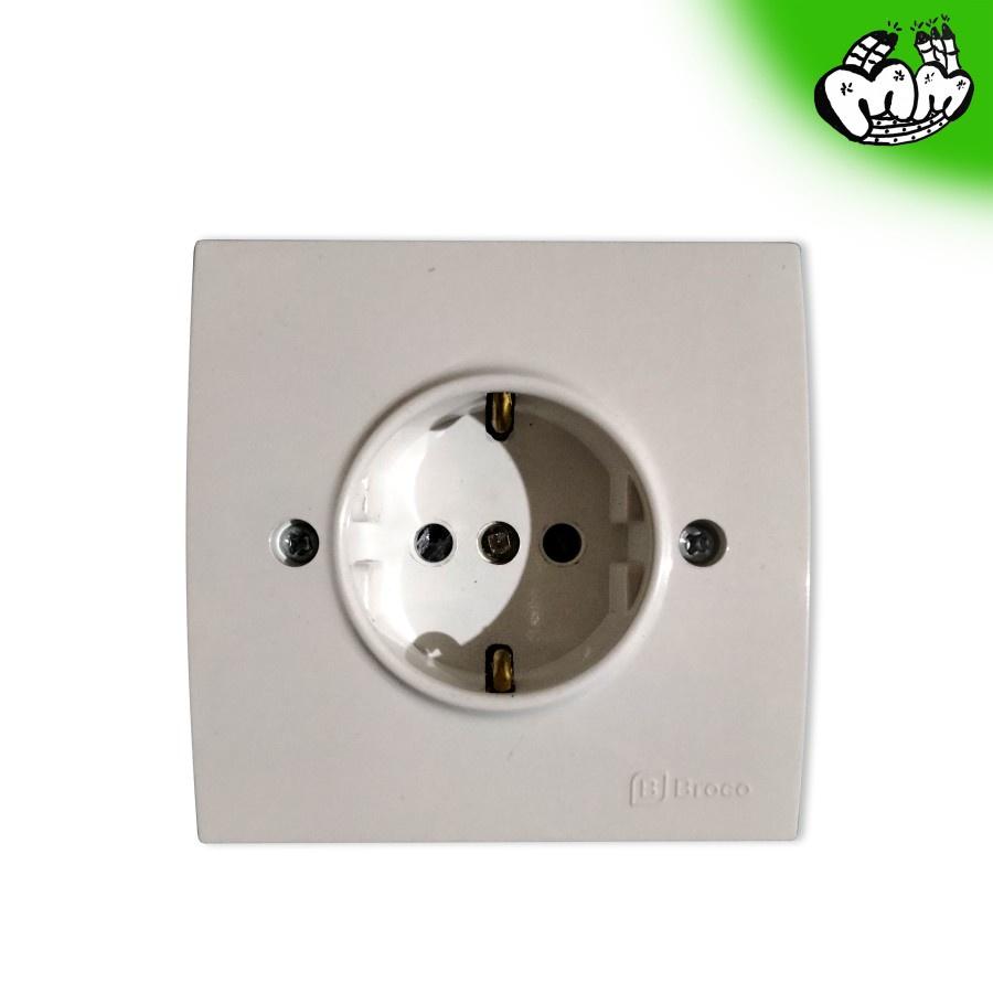 Stop Kontak Broco Dinding Tempel J151 Putih