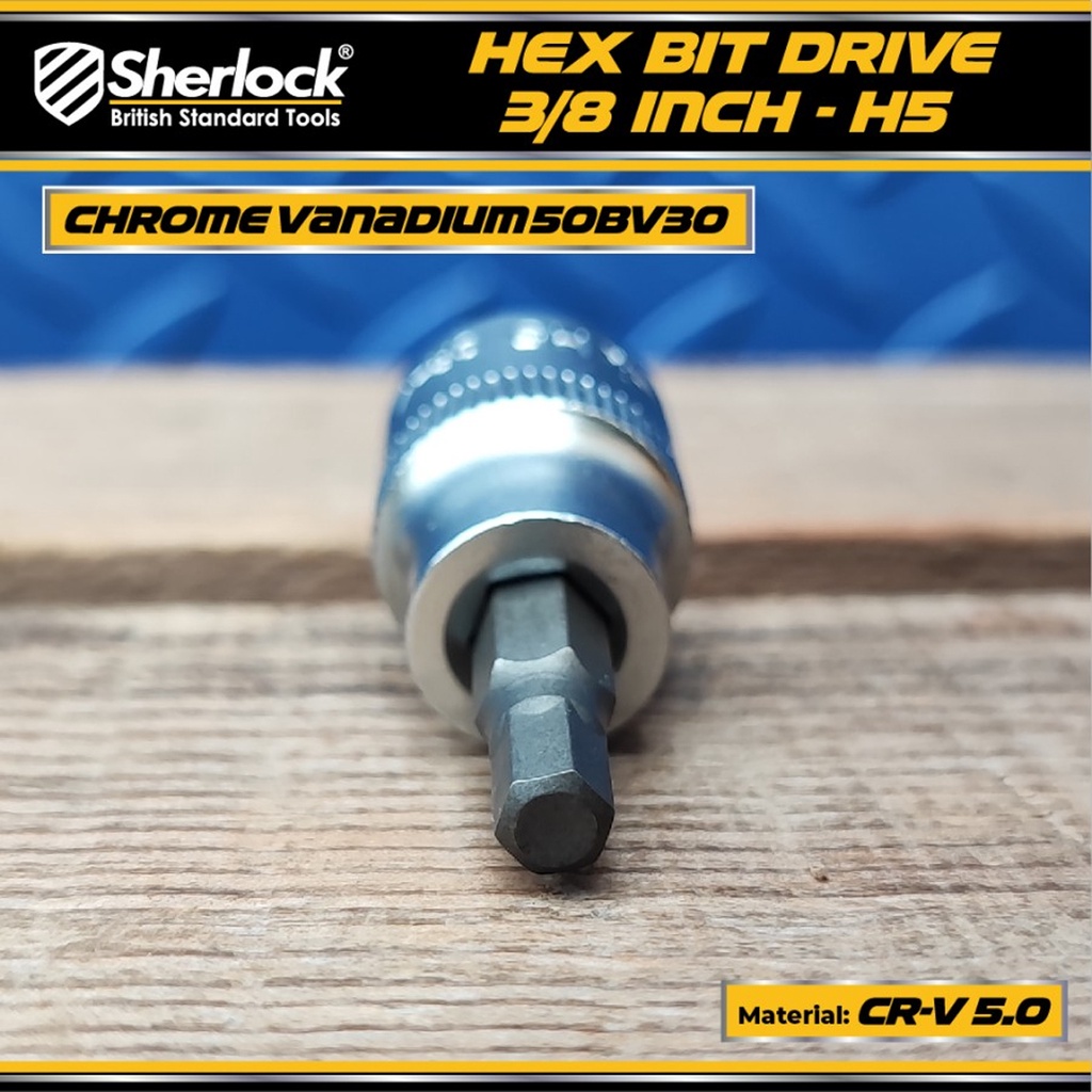 Mata Kunci Sok Socket Drive 3/8 &quot; inch Sherlock Hex Bit Shock L 5 mm