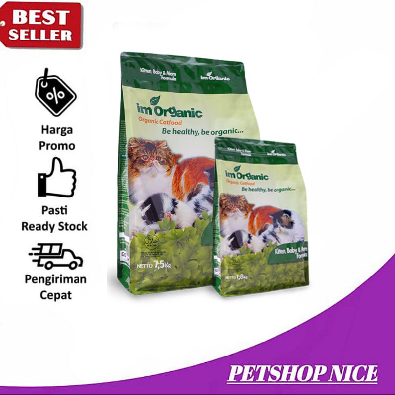 GRAB-GOJEK Makanan Kucing I’m Organic Kitten, Baby &amp; Mom fresh pack 7,5kg