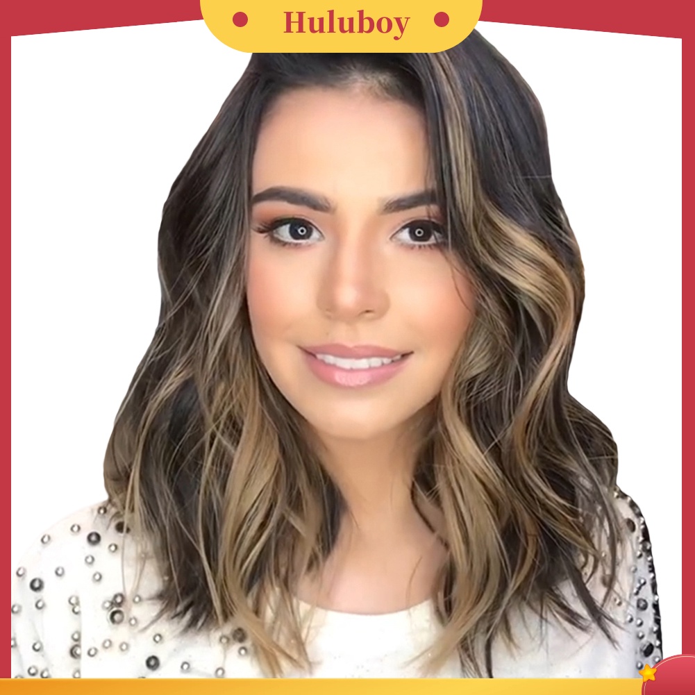 Wig Rambut Ekstensi Model Keriting Panjang Sebahu Warna Gradien Untuk Wanita