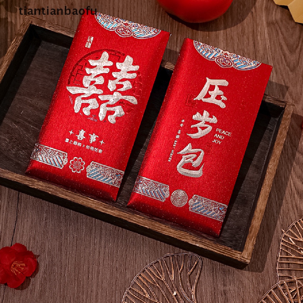 [tiantianbaofu] 6 Pcs Paket Merah Imlek Imlek Imlek Kelinci Tahun Festival Musim Semi Pernikahan Amplop Merah Imlek Uang Packing Tas Kantong Merah Keberuntungan Butik