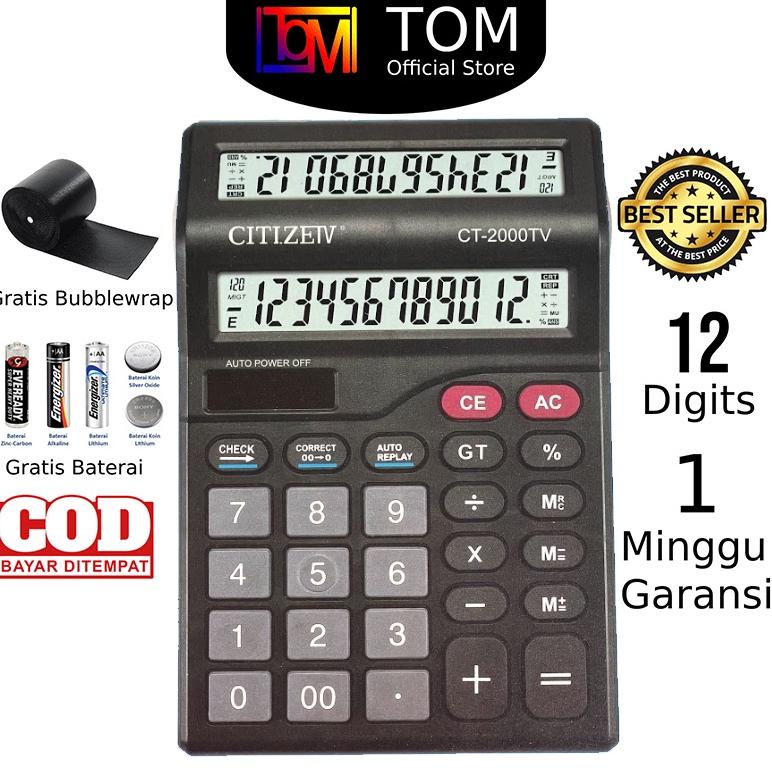 

KALKULATOR 2 LAYAR CT-2000TV 12 DIGIT - CALCULATOR CHECK DUAL 2 POWER TERLARISS...,,,,,