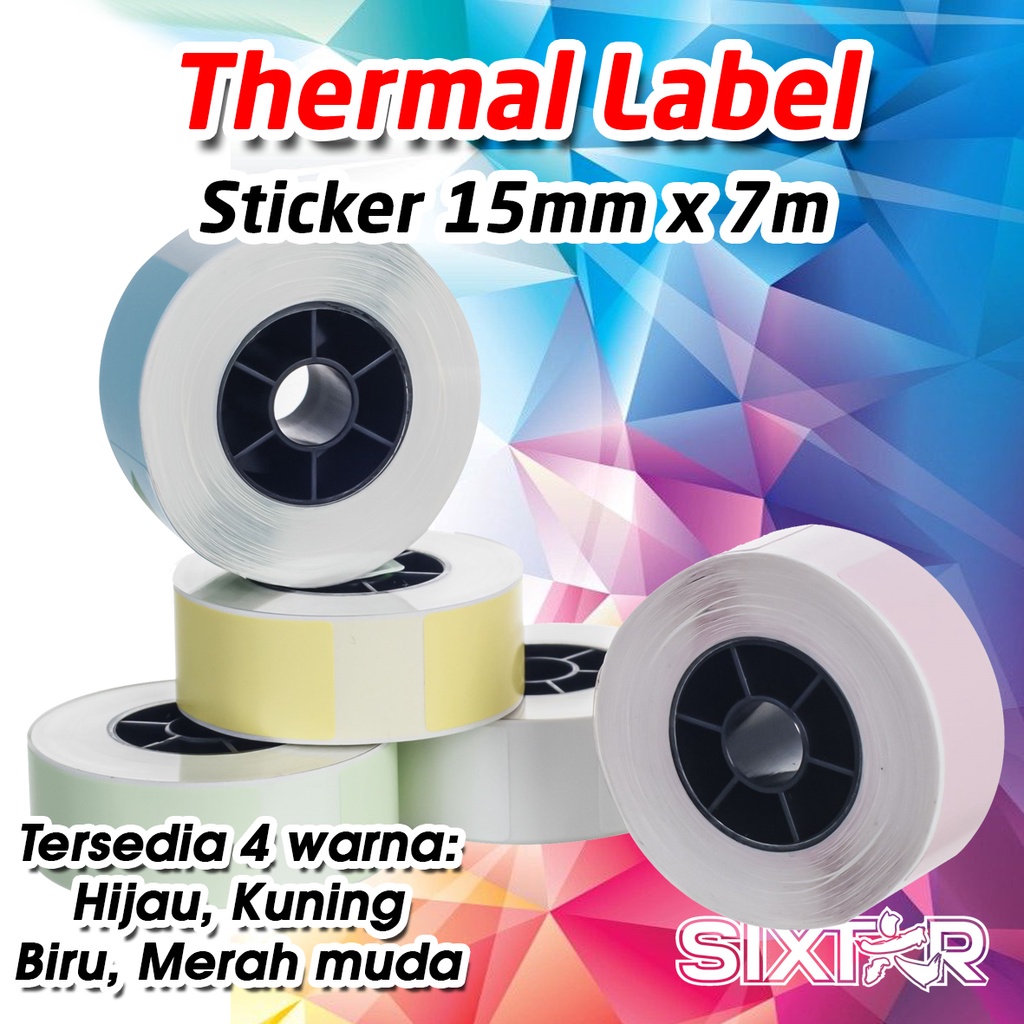 Thermal Label Barcode Sticker Continuous Roll Stiker 15 mm x 7 m 15x7m Mini Printer