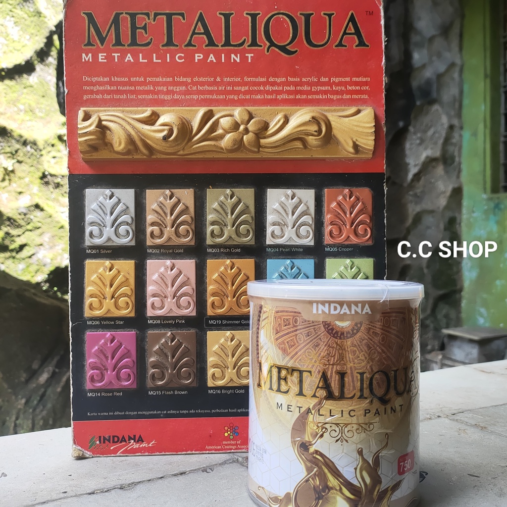 METALIQUA Cat Metalik / Metallic Paint 750 cc / Cat emas untuk kubah mesjid / Cat masjid gold