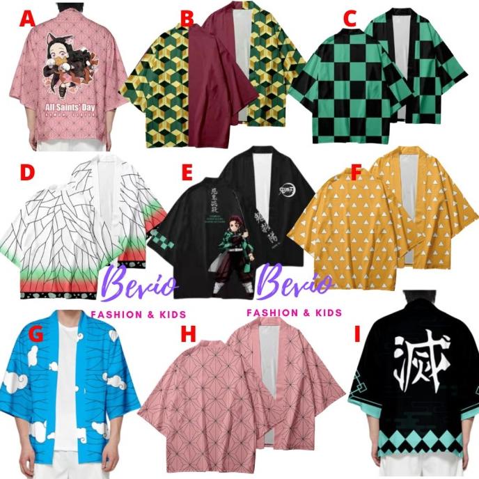 Kimono Demon Slayer Cosplay Baju Anak Haori Anime Jepang Tanjiro Impor