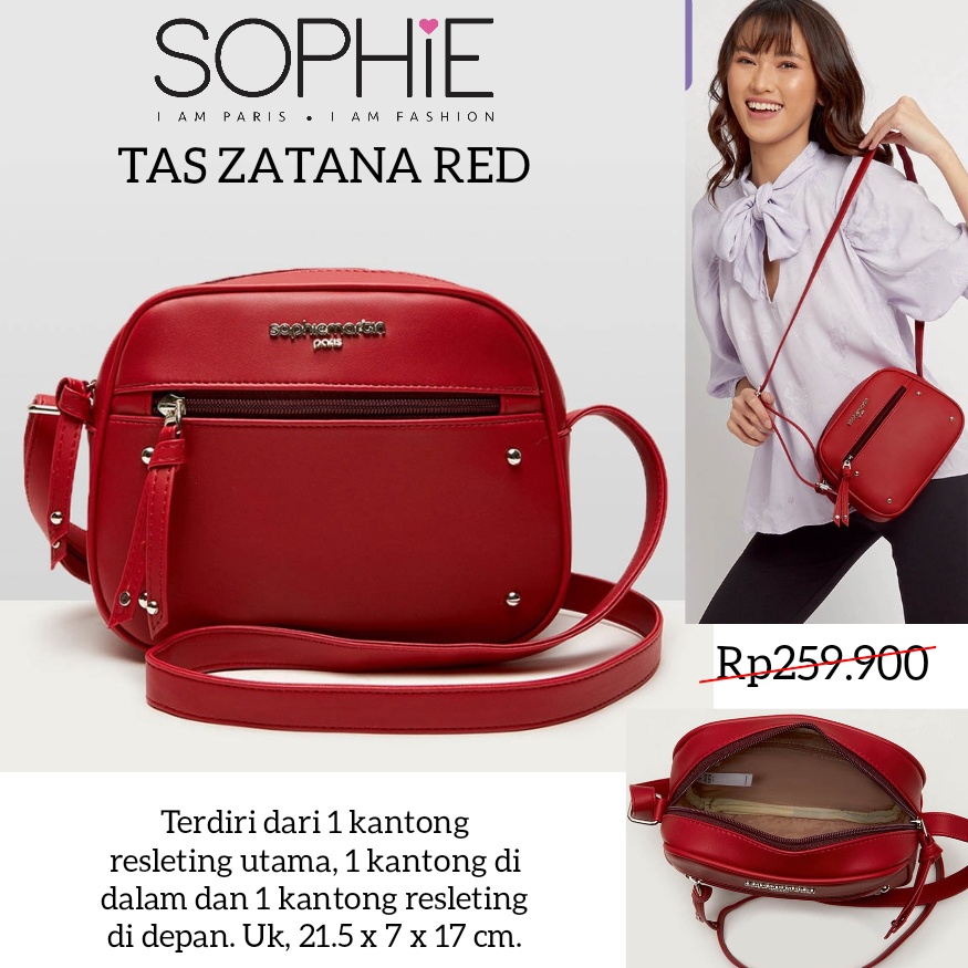 TAS ZATANA RED SOPHIE MARTIN PARIS PROMO TAS SELEMPANG WANITA MERAH RED BAG